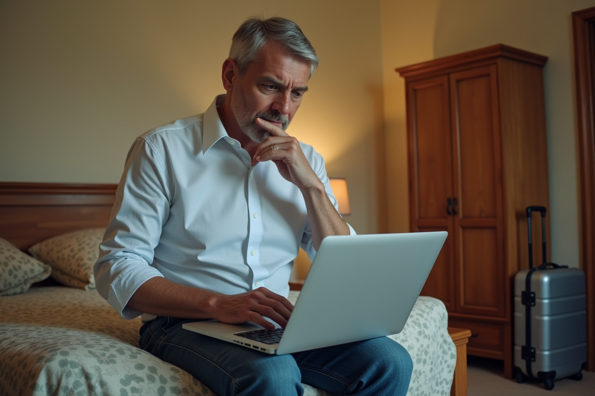 Homme en tenue décontractée dans une chambre bien tenue