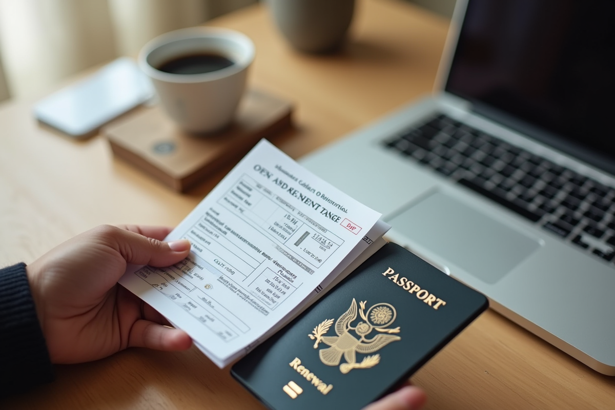 Main tenant un passeport biométrique avec papiers de renouvellement